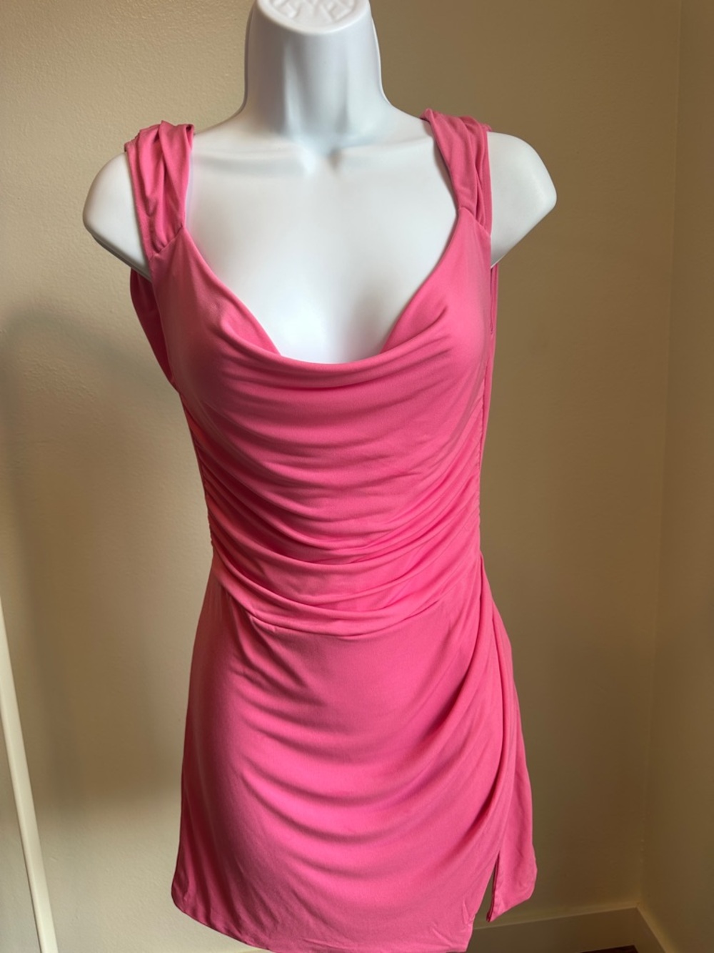 Tiger Mist Pink Ruched Mini Dress